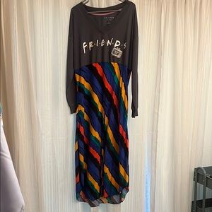 FRIENDS Black and Blue Long Sleeve Dress